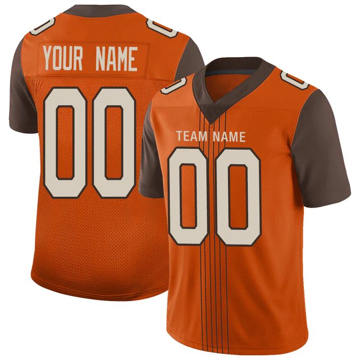 Custom C.Browns Personalize Birthday Gifts Orange Jersey Stitched American Football Jerseys