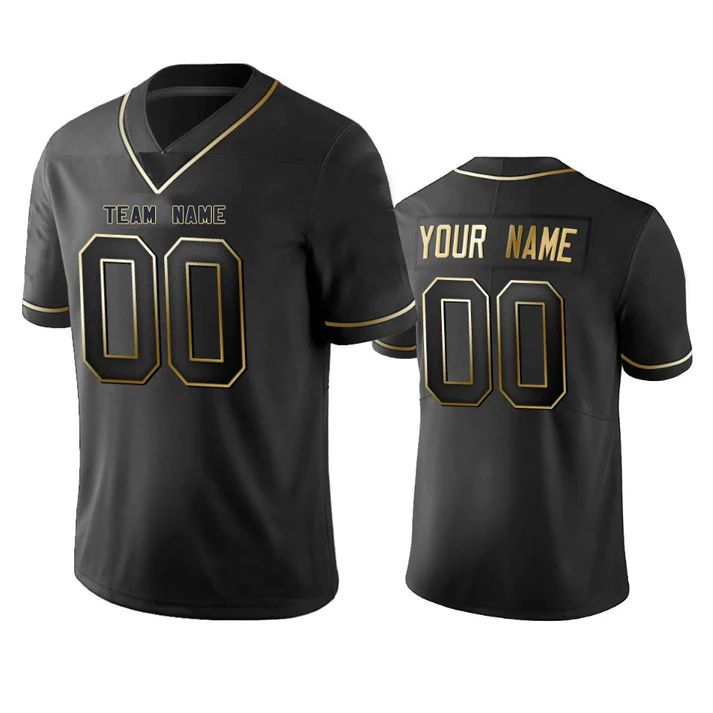 Custom D.Cowboys Any Team and Number and Name Black Golden Edition American Jerseys Football Jerseys