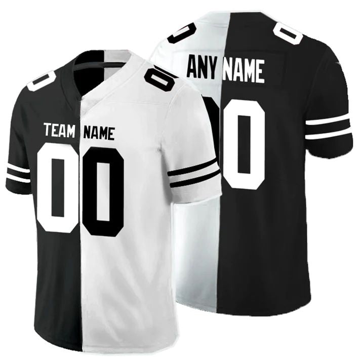 Custom B.Bills Any Team Black And White Peaceful Coexisting American jersey Stitched Football Jerseys