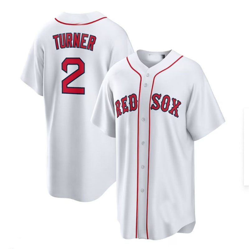 Boston Red Sox Road #2 Justin Turner Home Replica Player Jersey - White Red Baseball Jerseys