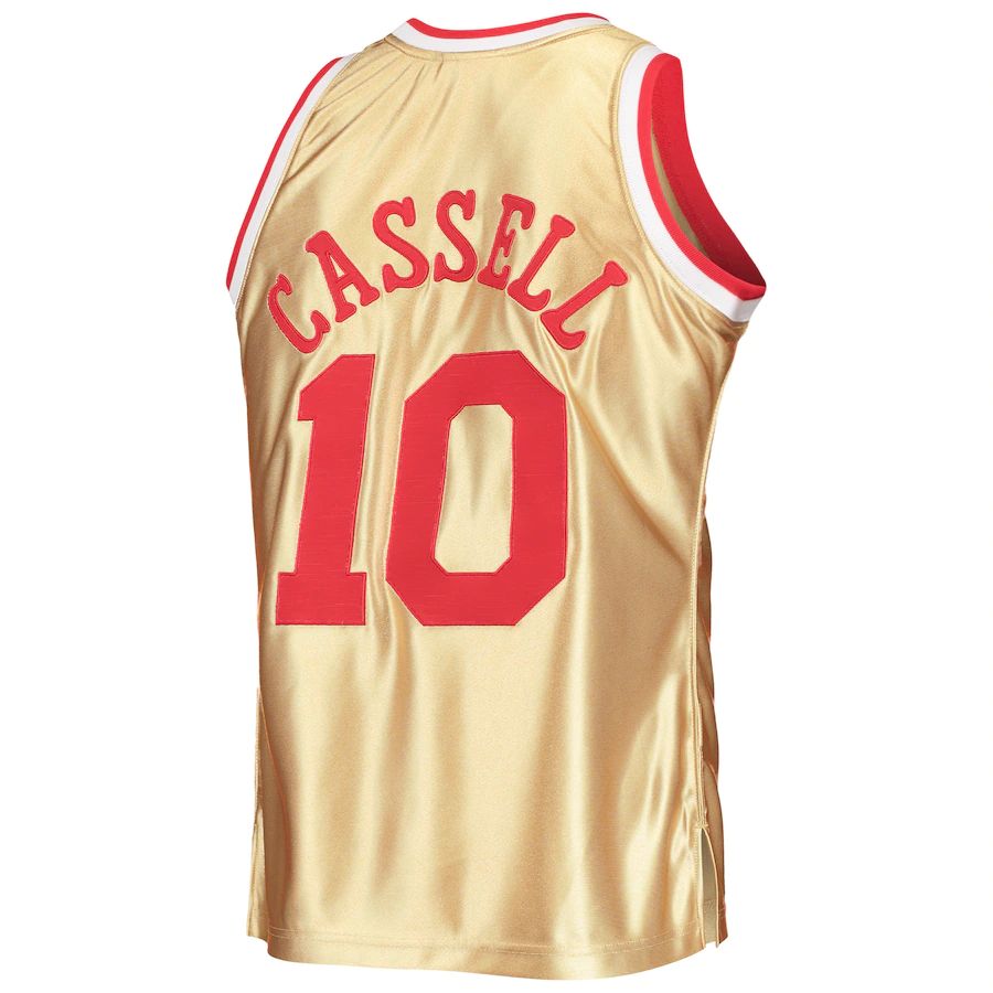 H.Rockets #10 Sam Cassell Mitchell & Ness 75th Anniversary 1993-94 Hardwood Classics Swingman Jersey Gold Stitched American Basketball Jersey