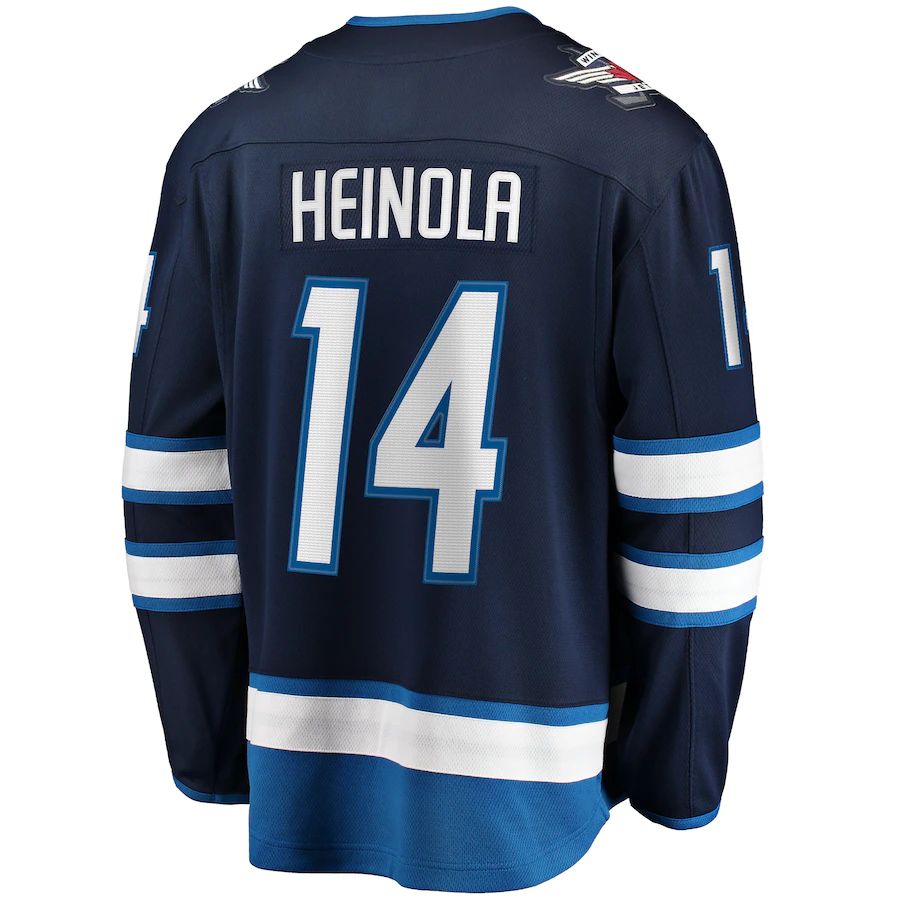 W.Jets #14 Ville Heinola Fanatics Branded Home Breakaway Player Jersey Navy Stitched American Hockey Jerseys