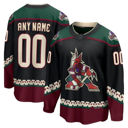 Custom A.Coyotes Fanatics Branded  Home Breakaway Jersey Black Stitched American Hockey Jerseys